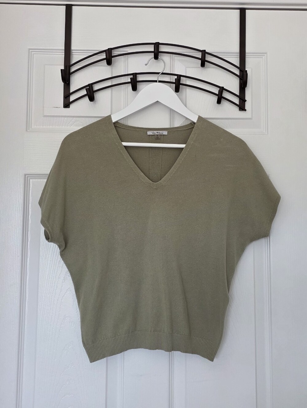 Vila Milano Olive Green V-Neck Knit Top